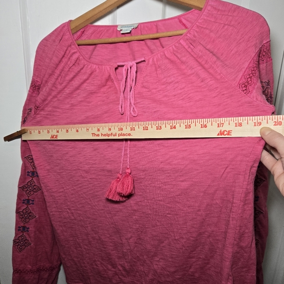 Sundance Women's Embroidered Puff Sleeve Blouse Size S Hippie Bohemian Pink - Picture 12 of 12